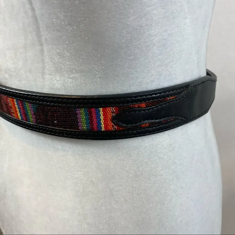 NWOT Brushy Creek Serape Black Leather Belt 28‎